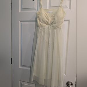 Calvin Klein Cream Strapless Chiffon Gown